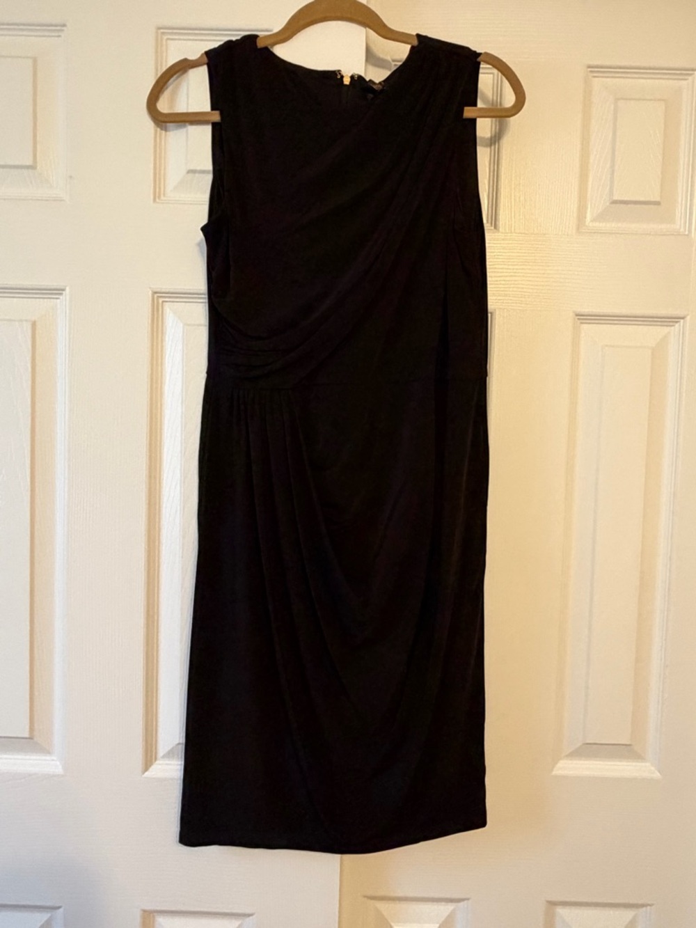 Donna Karan Black Sleeveless Draped Midi Dress new 10